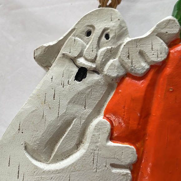 Halloween Plaque Rustic Ghosts Black Cat Pumpkin - Picture 7 of 7